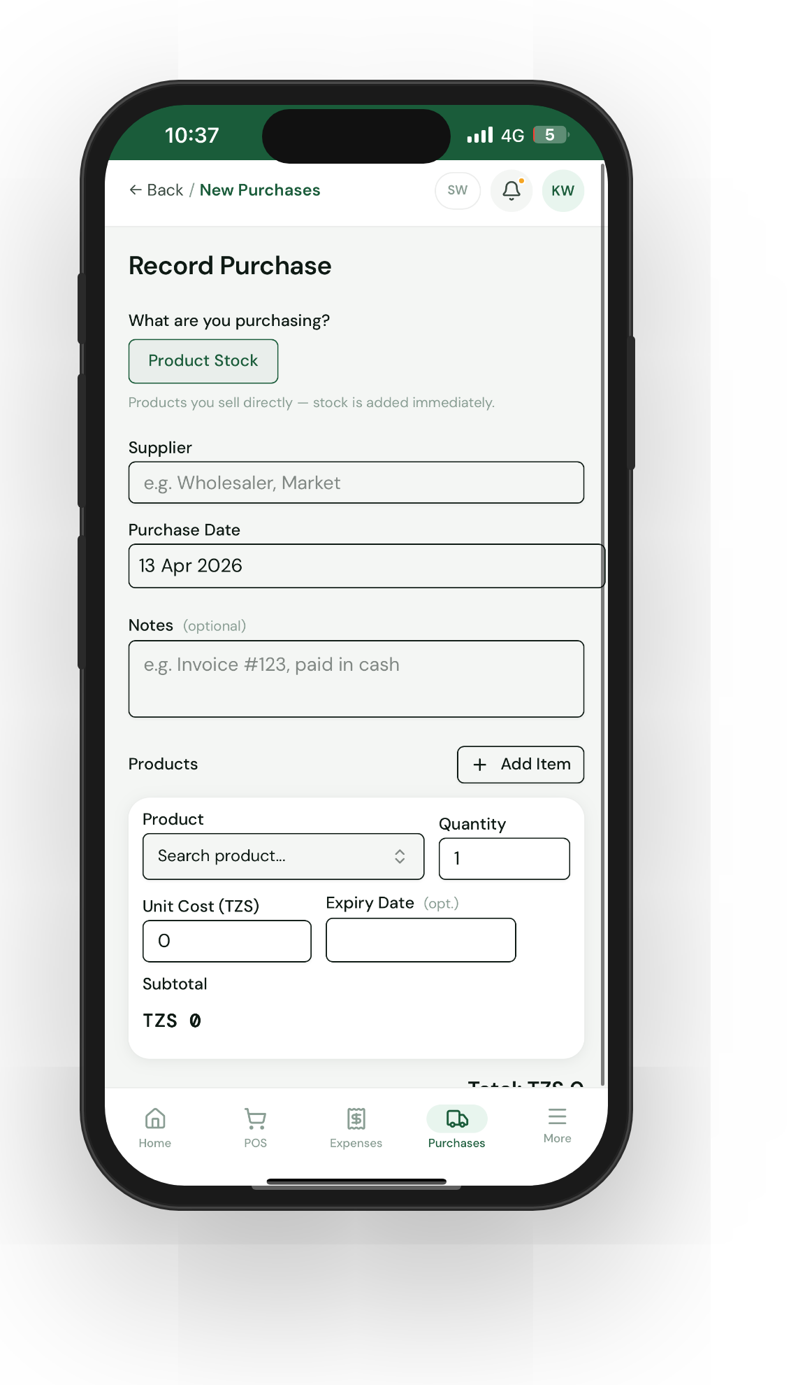 Adding a business expense